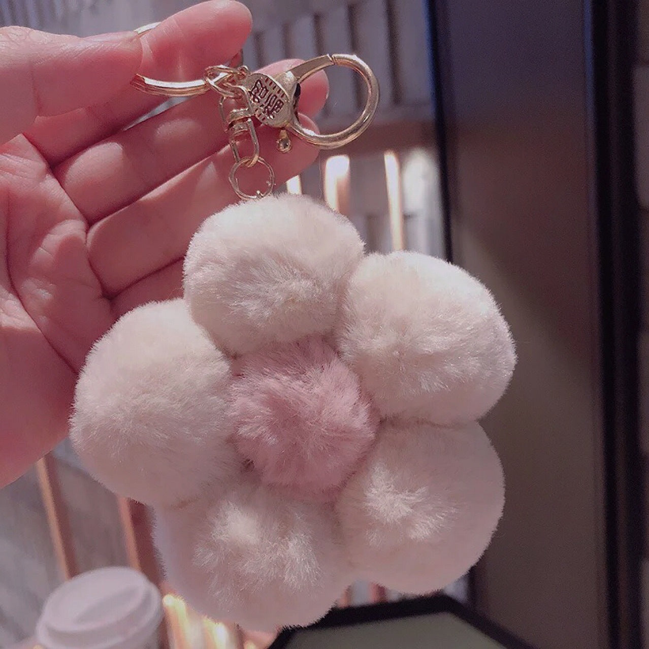 Wholesale Plush Flower Ball Keychains